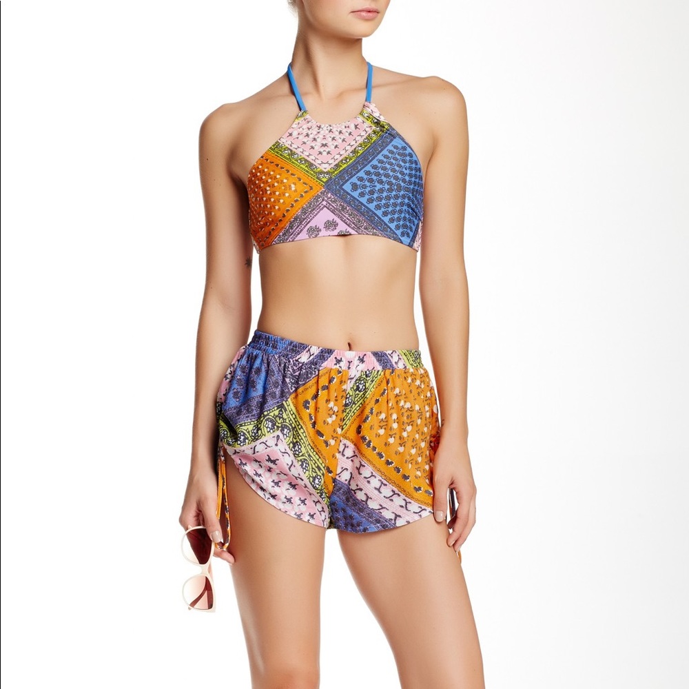 MinkPink colorful patchwork shorts, size M - Picture 2 of 6